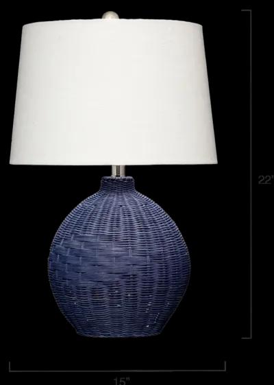 Cape Rattan Table Lamp, Blue