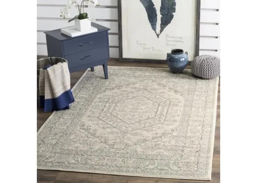 Adirondack Contemporary Ivory / Silver 2'-6" X 14' Powerloomed Rug