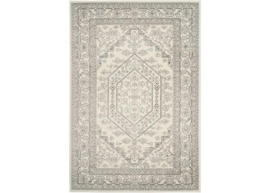 Adirondack Contemporary Ivory / Silver 2'-6" X 14' Powerloomed Rug