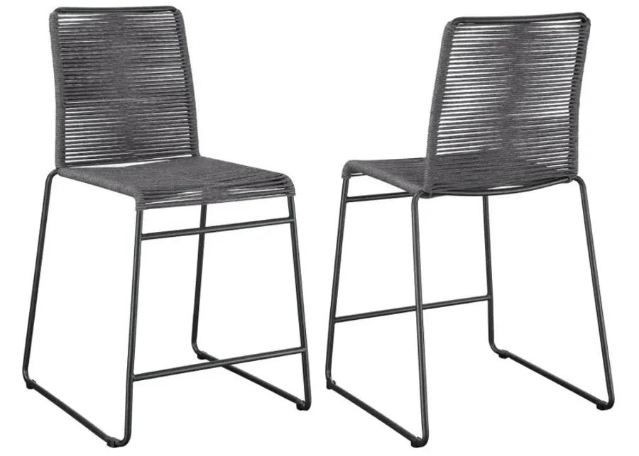 Jerome Upholstered Counter Height Stools with Footrest (Set of 2) Charcoal and Gunmetal