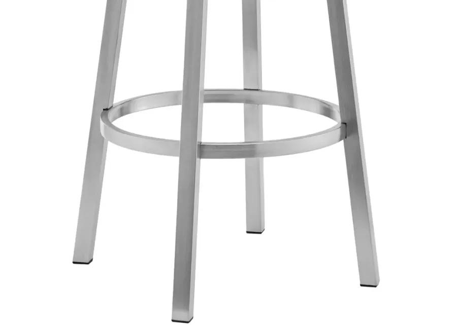 Cohen 26" White Faux Leather and Brushed Stainless Steel Swivel Bar Stool