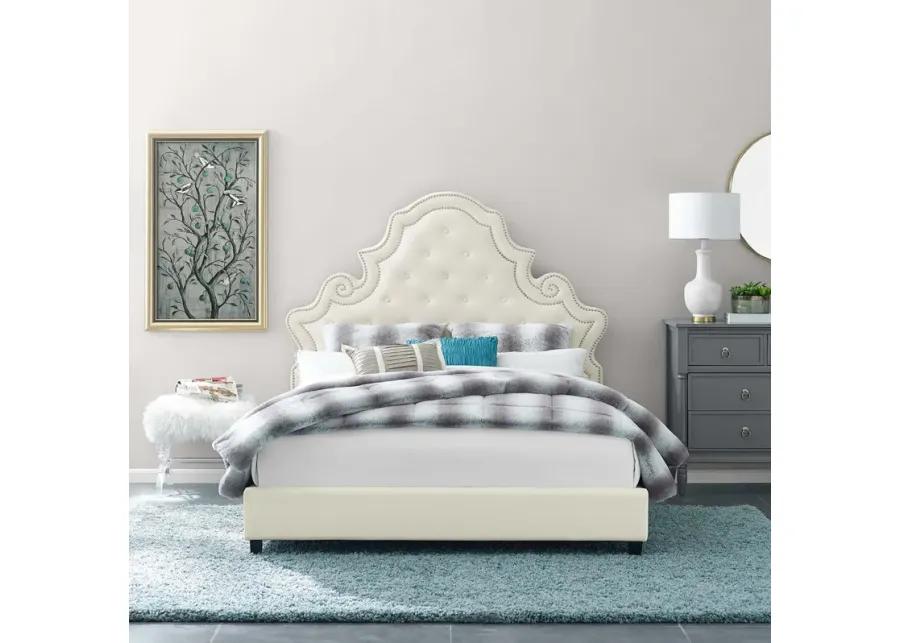 Valentina Queen Tufted Nailhead Performance Velvet Platform Bed