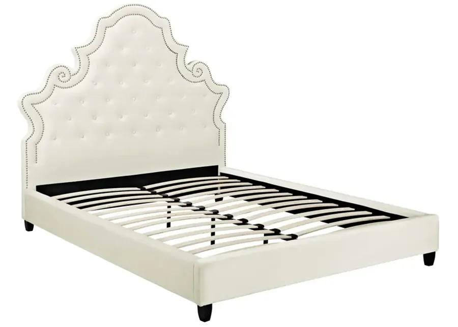 Valentina Queen Tufted Nailhead Performance Velvet Platform Bed