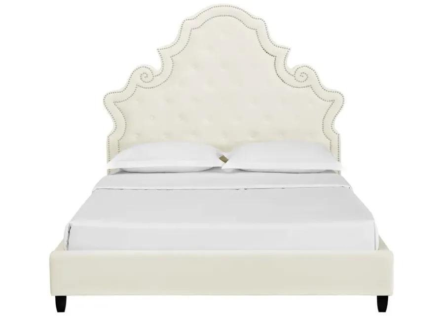 Valentina Queen Tufted Nailhead Performance Velvet Platform Bed