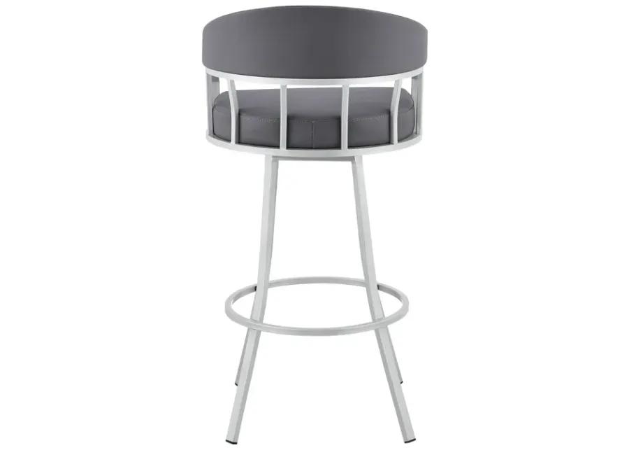 Palmdale 26" Swivel Slate Grey Faux Leather and Silver Metal Bar Stool