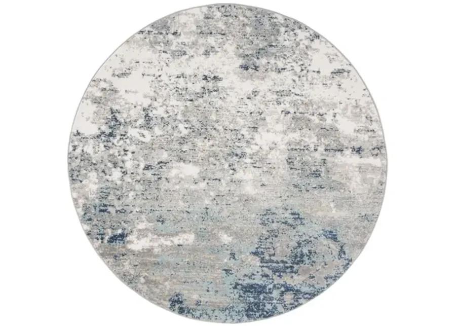 Brentwood 822 Light Grey / Blue 12' X 12' Round Round Powerloomed Rug