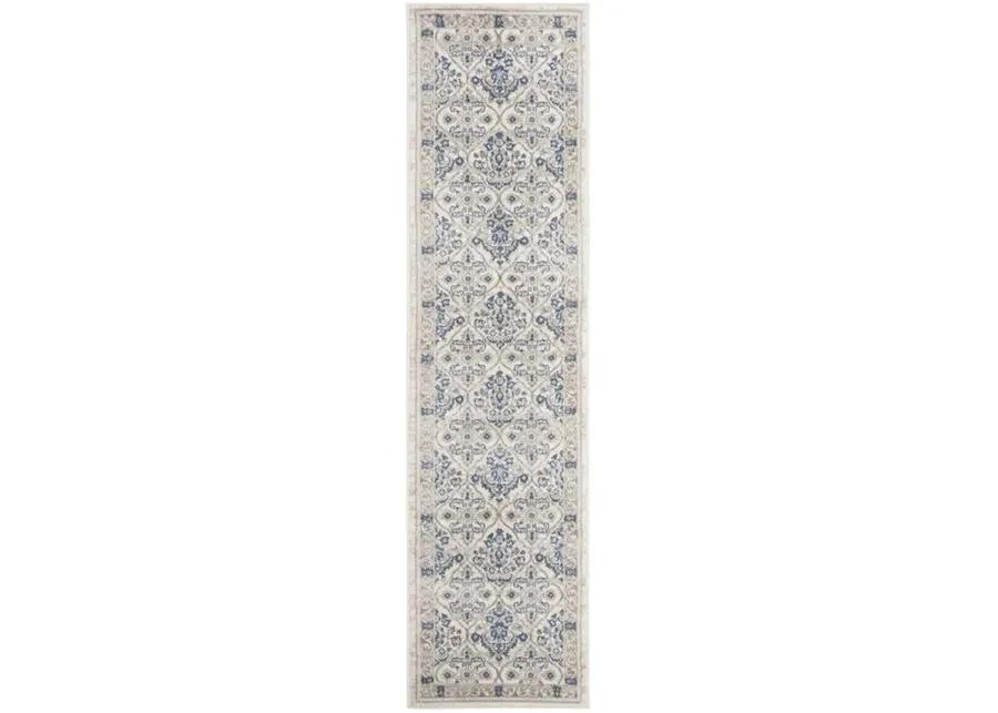 Brentwood 870 Light Grey / Blue 2' X 22' Runner Powerloomed Rug