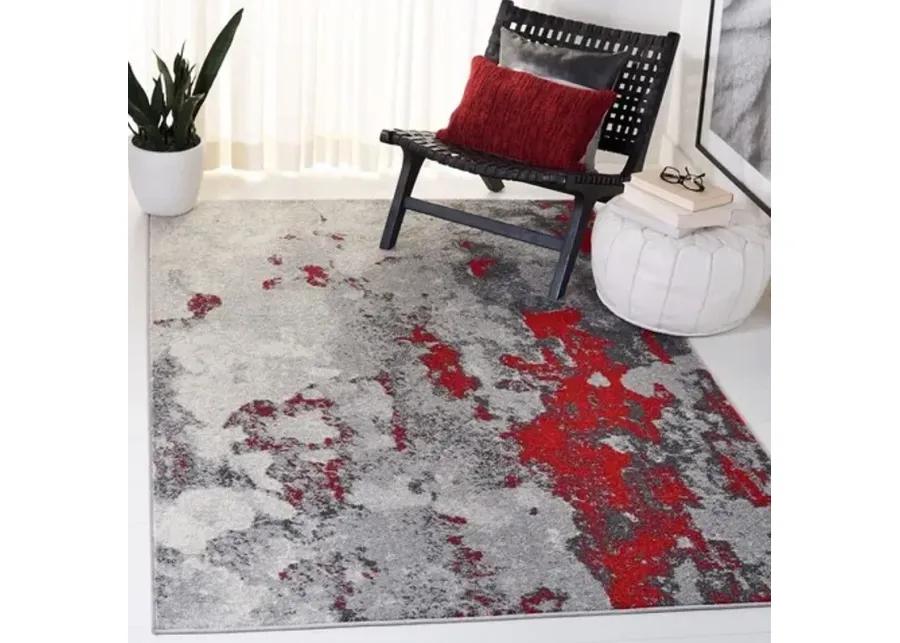 Adirondack Contemporary Red / Grey 3' X 5' Powerloomed Rug