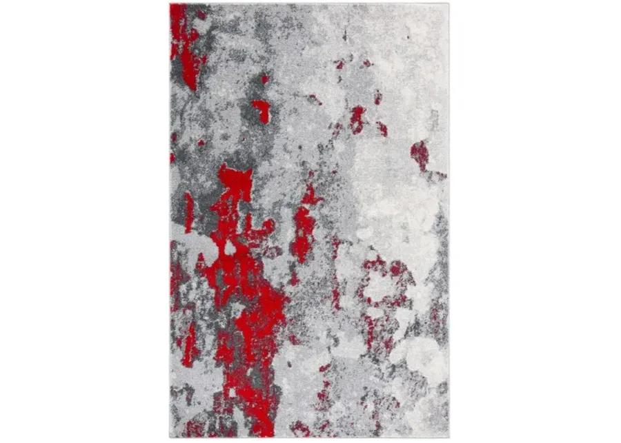 Adirondack Contemporary Red / Grey 3' X 5' Powerloomed Rug