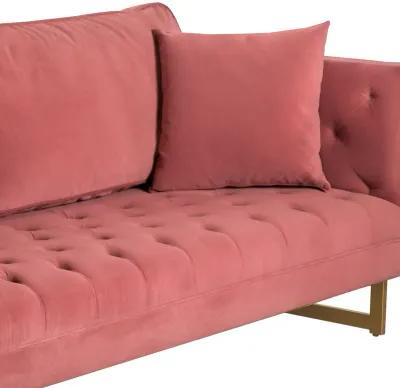 Lenox Pink Velvet Modern Sofa with Brass Legs