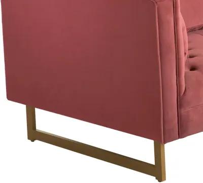 Lenox Pink Velvet Modern Sofa with Brass Legs