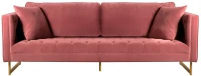 Lenox Pink Velvet Modern Sofa with Brass Legs