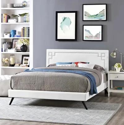 Ruthie Full Vinyl Platform Bed with Round Splayed Legs