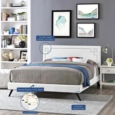 Ruthie Full Vinyl Platform Bed with Round Splayed Legs