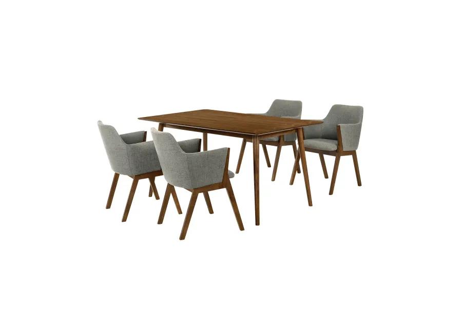 Westmont and Renzo Charcoal and Walnut 5 Piece Dining Set