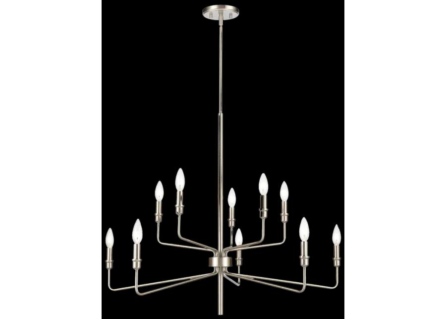 Saginaw 34" Wide 10-Light Chandelier - Satin Nickel