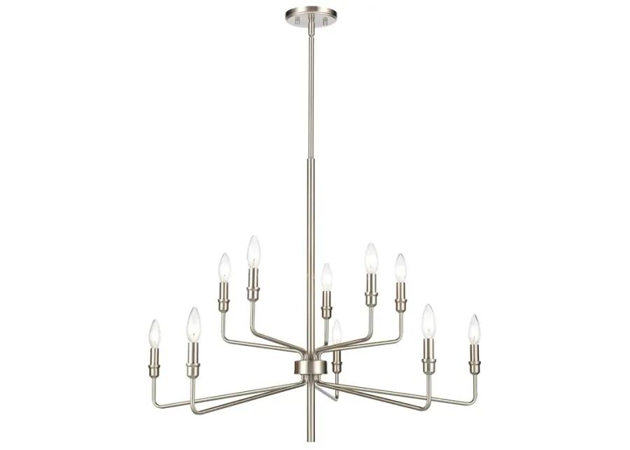 Saginaw 34" Wide 10-Light Chandelier - Satin Nickel