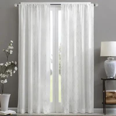 Madison Park Irina White Diamond Sheer Window Curtain Panel