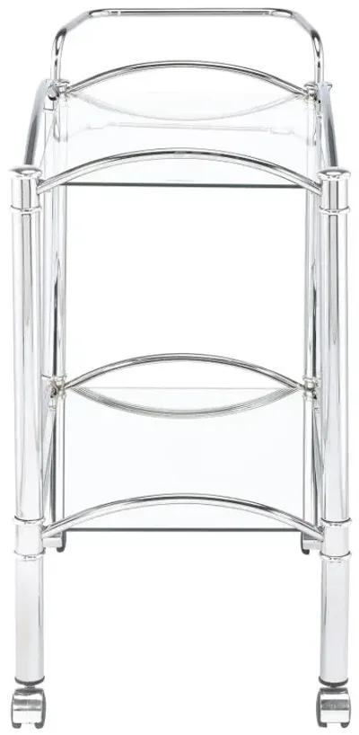 Shadix 2-tier Serving Cart with Glass Top Chrome and Clear