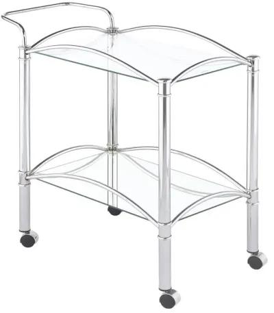 Shadix 2-tier Serving Cart with Glass Top Chrome and Clear