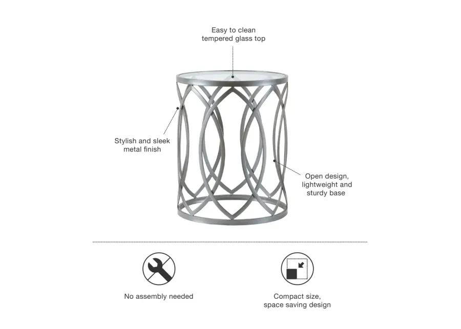 Madison Park Arlo Grey Metal Eyelet Accent Table