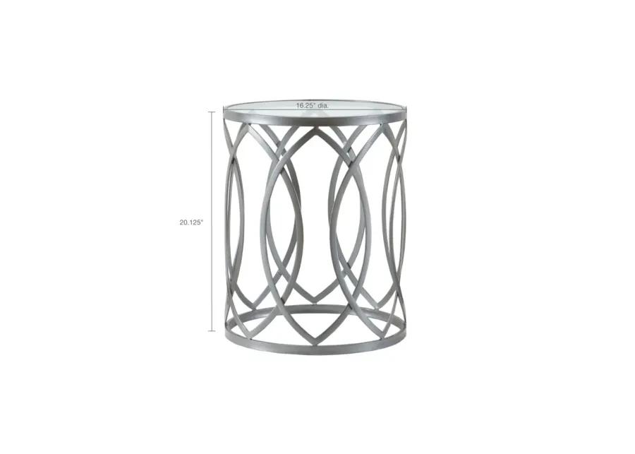 Madison Park Arlo Grey Metal Eyelet Accent Table