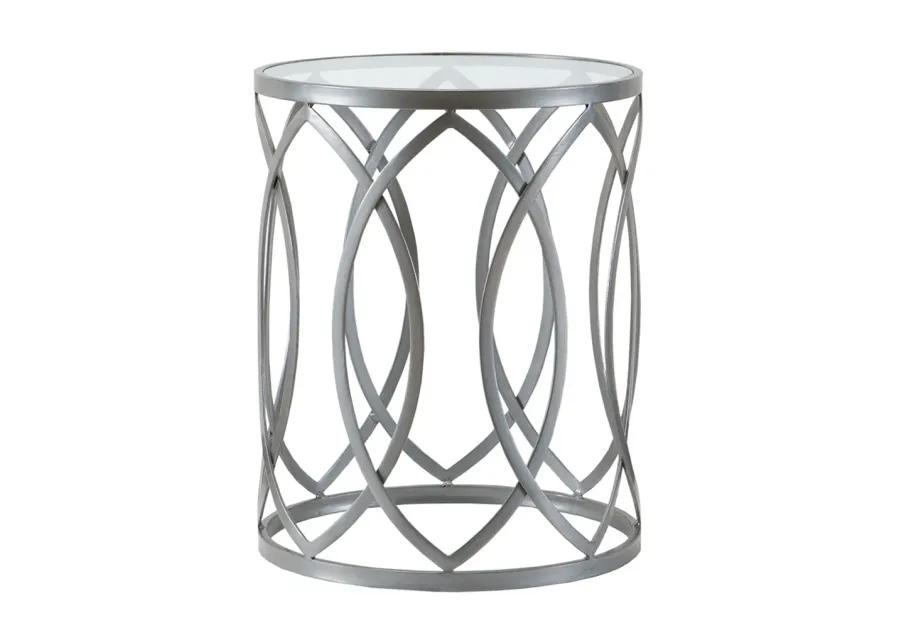 Madison Park Arlo Grey Metal Eyelet Accent Table