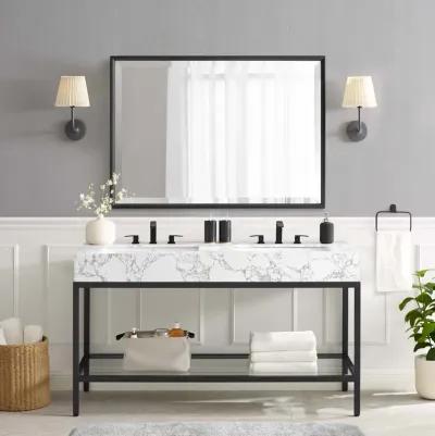 Kingsley 60" Black Stainless Steel Bathroom Vanity