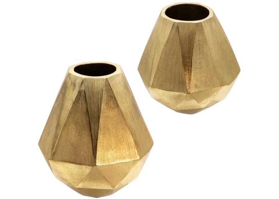 10" Geometric Deco Vase, Gold