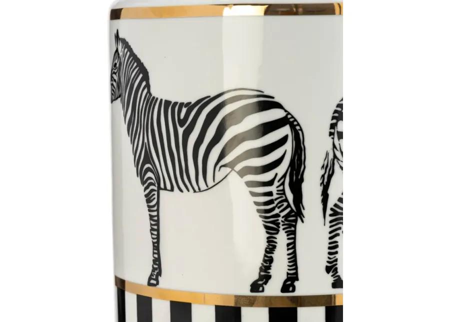 Zebra Lidded Ceramic 16" Jar