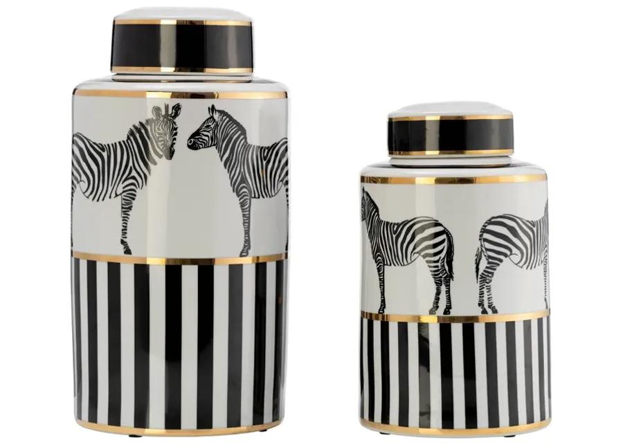 Zebra Lidded Ceramic 16" Jar