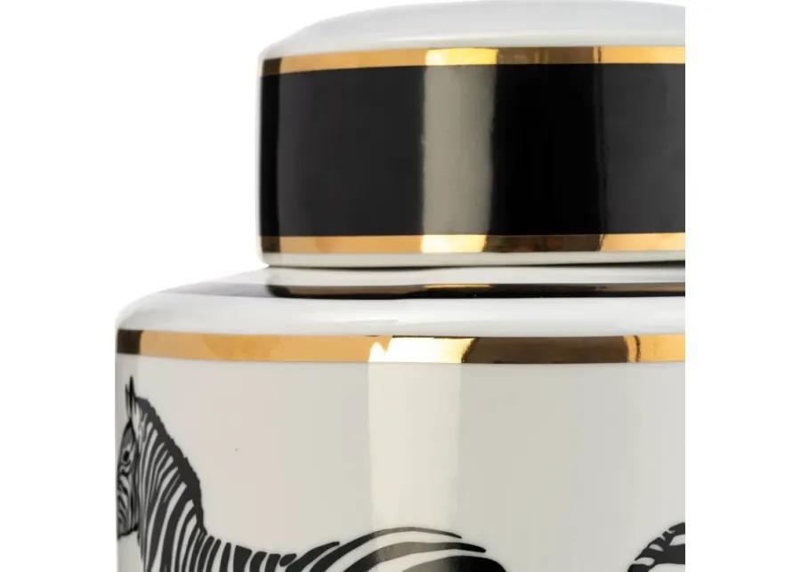 Zebra Lidded Ceramic 16" Jar