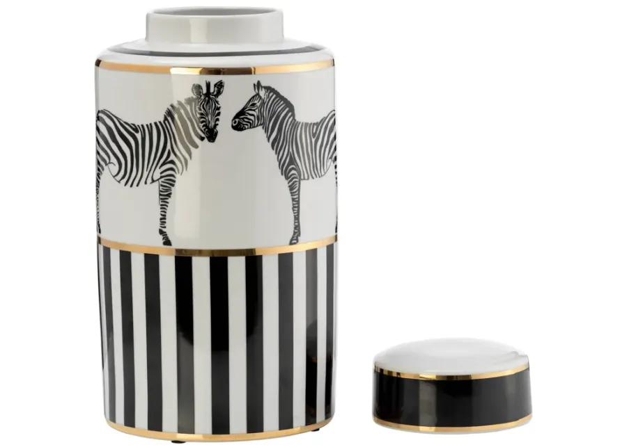 Zebra Lidded Ceramic 16" Jar