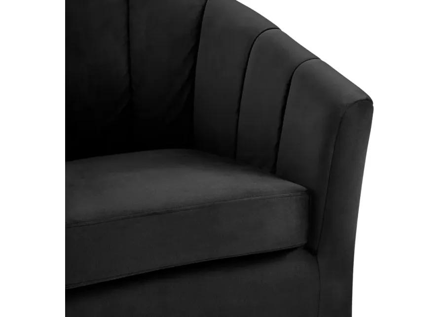 Natasha Velvet Fabric w/ Gold Metal Swivel Accent Arm Chair, Alamo Black 