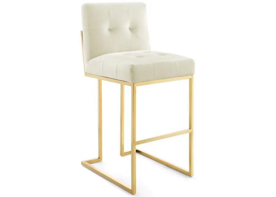 Privy Gold Stainless Steel Performance Velvet Bar Stool Set of 2