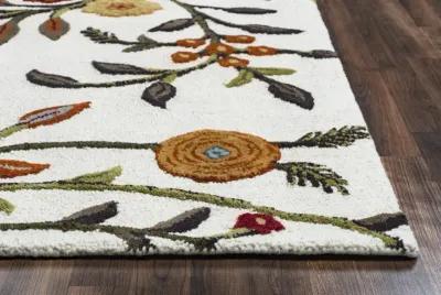 Dimensions White Floral  Wool/Viscose 9'x12' Rectangle Rug