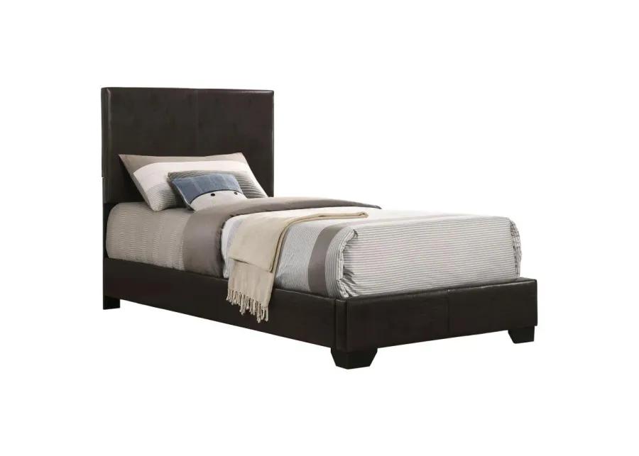 Conner Twin Upholstered Panel Bed Dark Brown