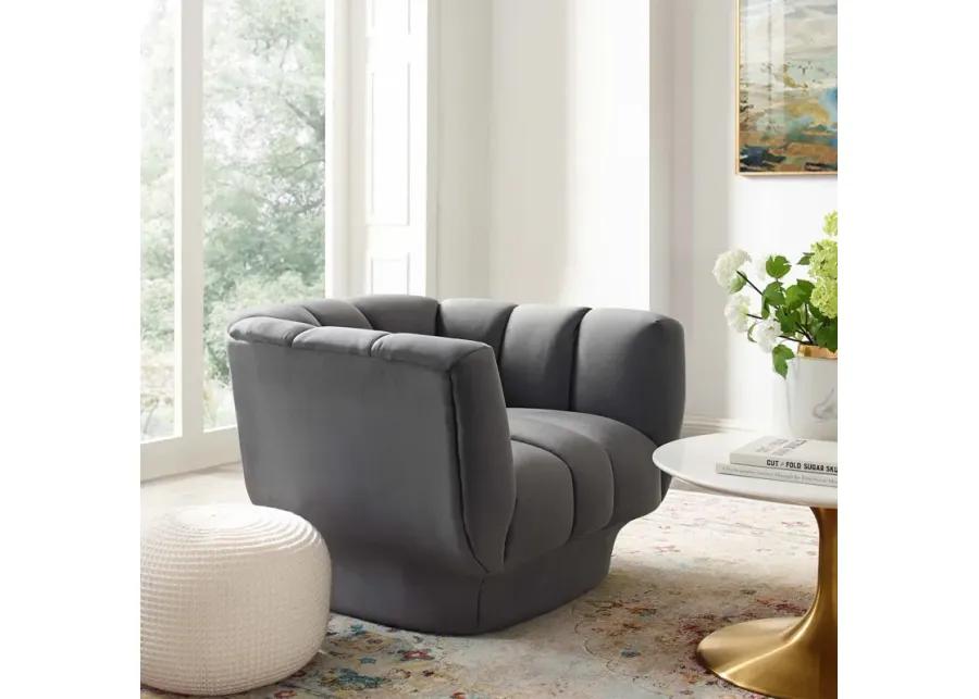 Entertain Vertical Channel Tufted Performance Velvet Armchair