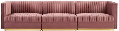 Sanguine Channel Tufted Performance Velvet 3-Seat Modular Sectional Sofa