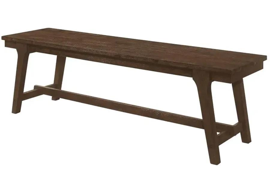 Reynolds Rectangular Trestle Base Dining Bench Brown Oak