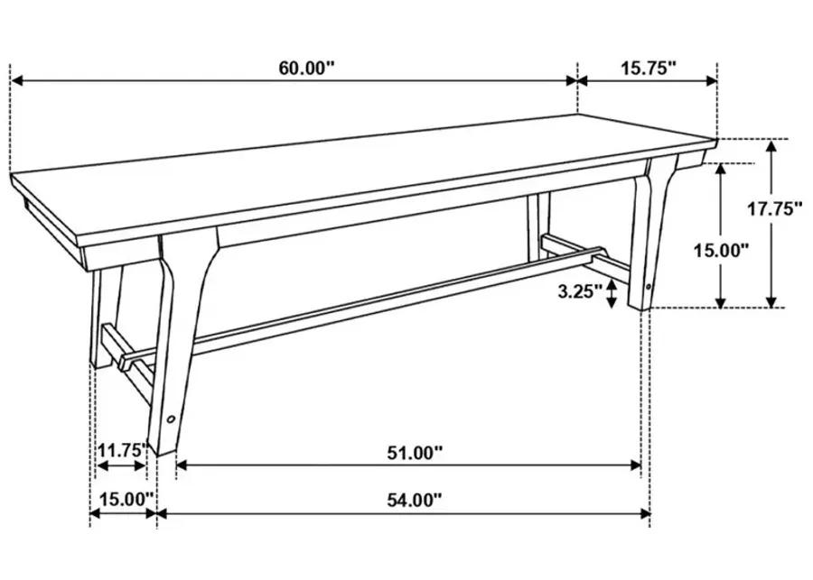 Reynolds Rectangular Trestle Base Dining Bench Brown Oak