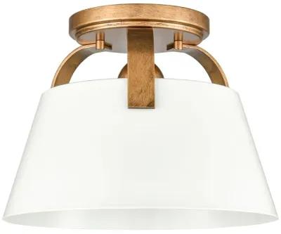 Jepson 9.5'' Wide 1-Light Semi Flush Mount - Matte White with Antique Gold