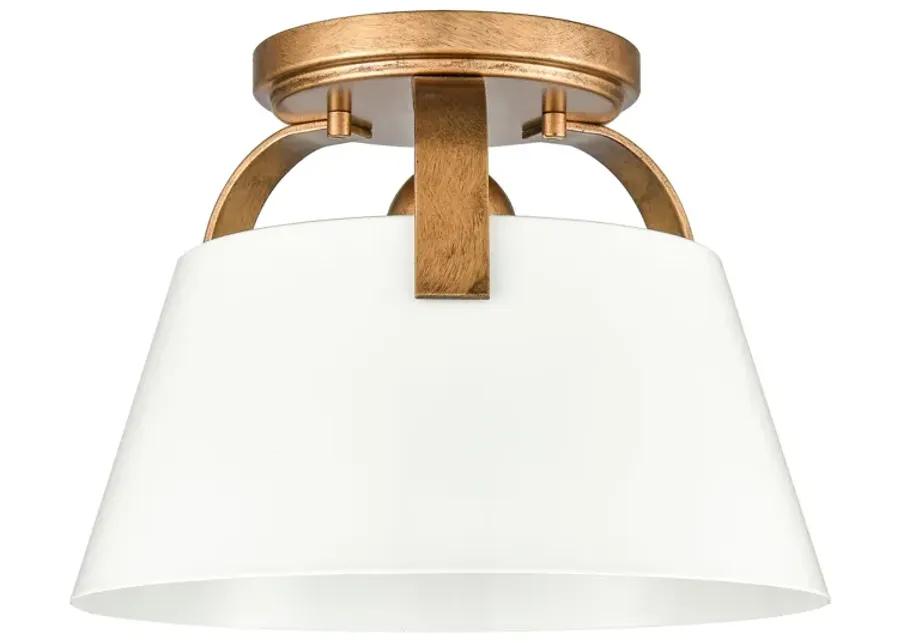 Jepson 9.5'' Wide 1-Light Semi Flush Mount - Matte White with Antique Gold