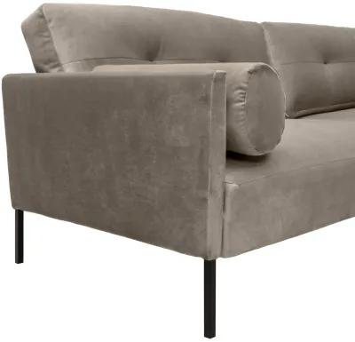 Michalina 84" Fossil Gray Velvet Sofa with Black Metal Legs