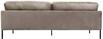 Michalina 84" Fossil Gray Velvet Sofa with Black Metal Legs