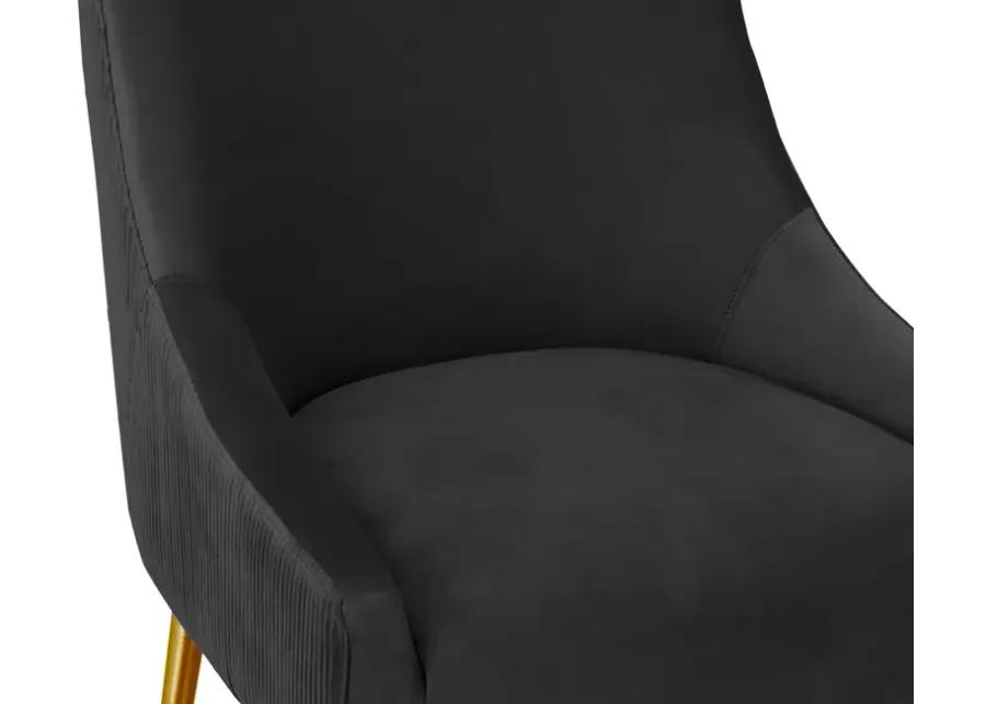 Beatrix Pleated Black Velvet Bar Stool