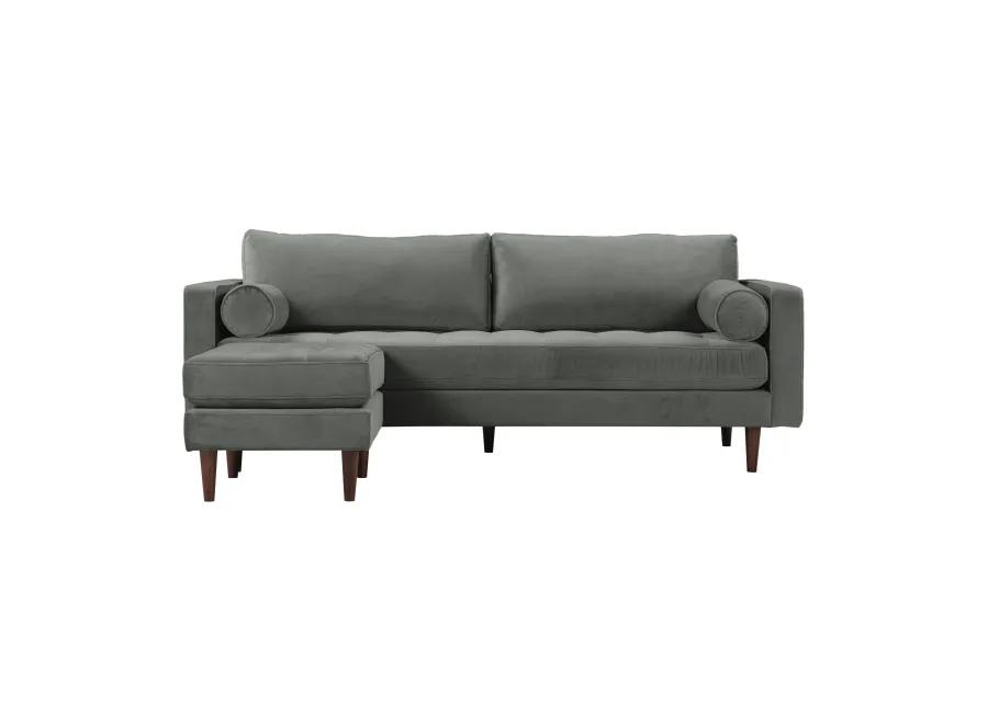 Cave Ash Gray Velvet Sectional