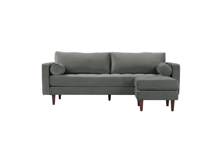 Cave Ash Gray Velvet Sectional