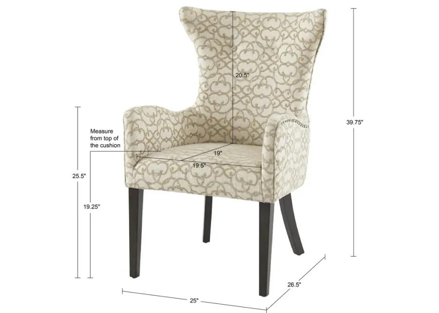 Madison Park Angelica Tan Arm Dining Chair (set of 2)