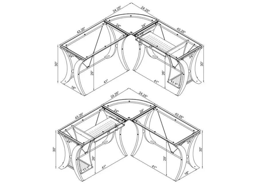 Monterey 3-piece L-shaped Computer Desk Set Cappuccino